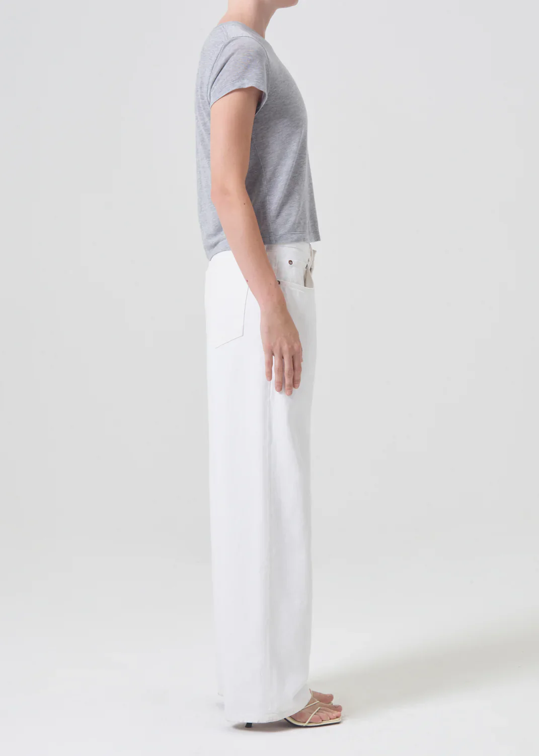 AGOLDE "Adine Shrunken Tee" W - Grey Heather - Image 4