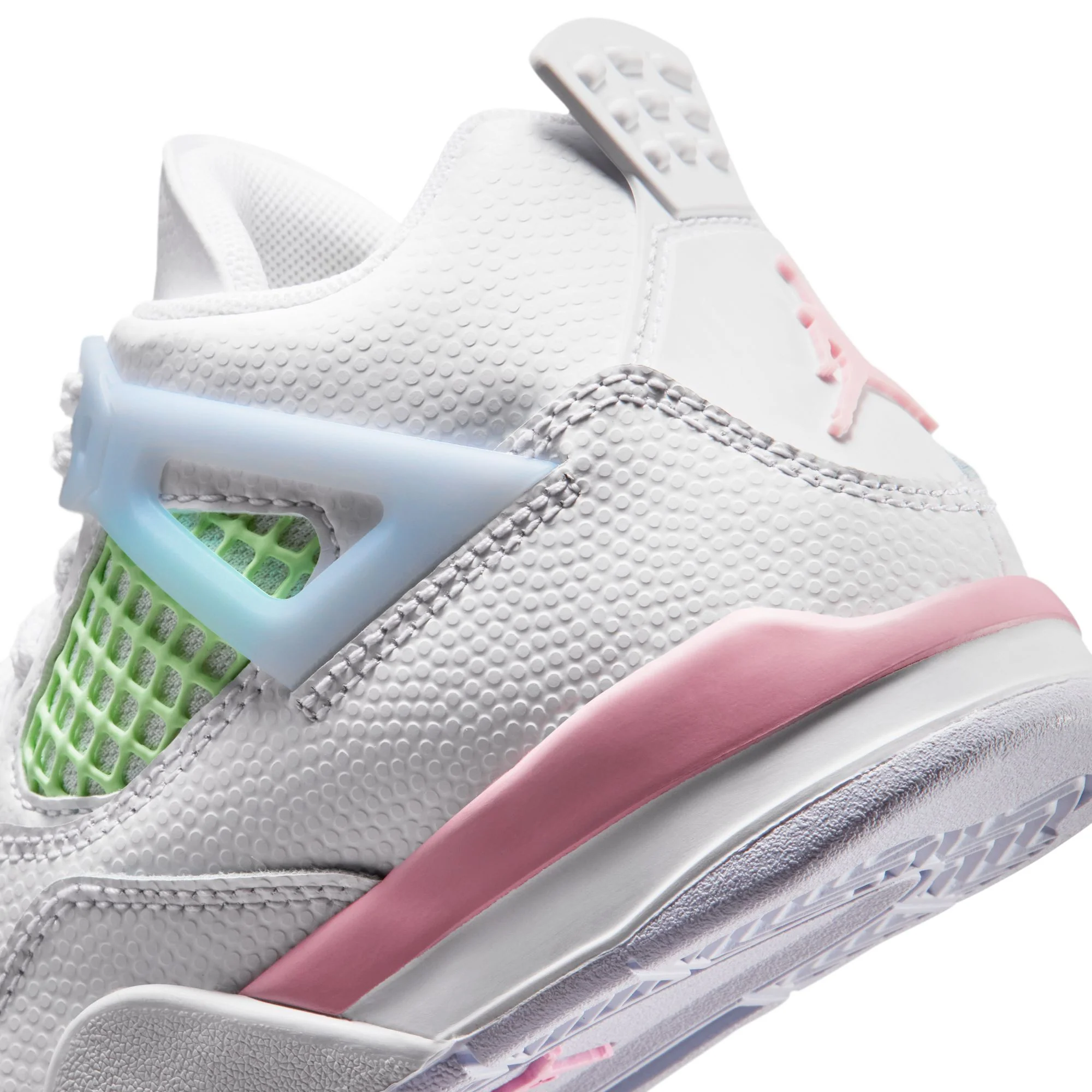 Air Jordan "4 Retro" Preschool - White / Med Soft Pink / Half Blue - Image 6