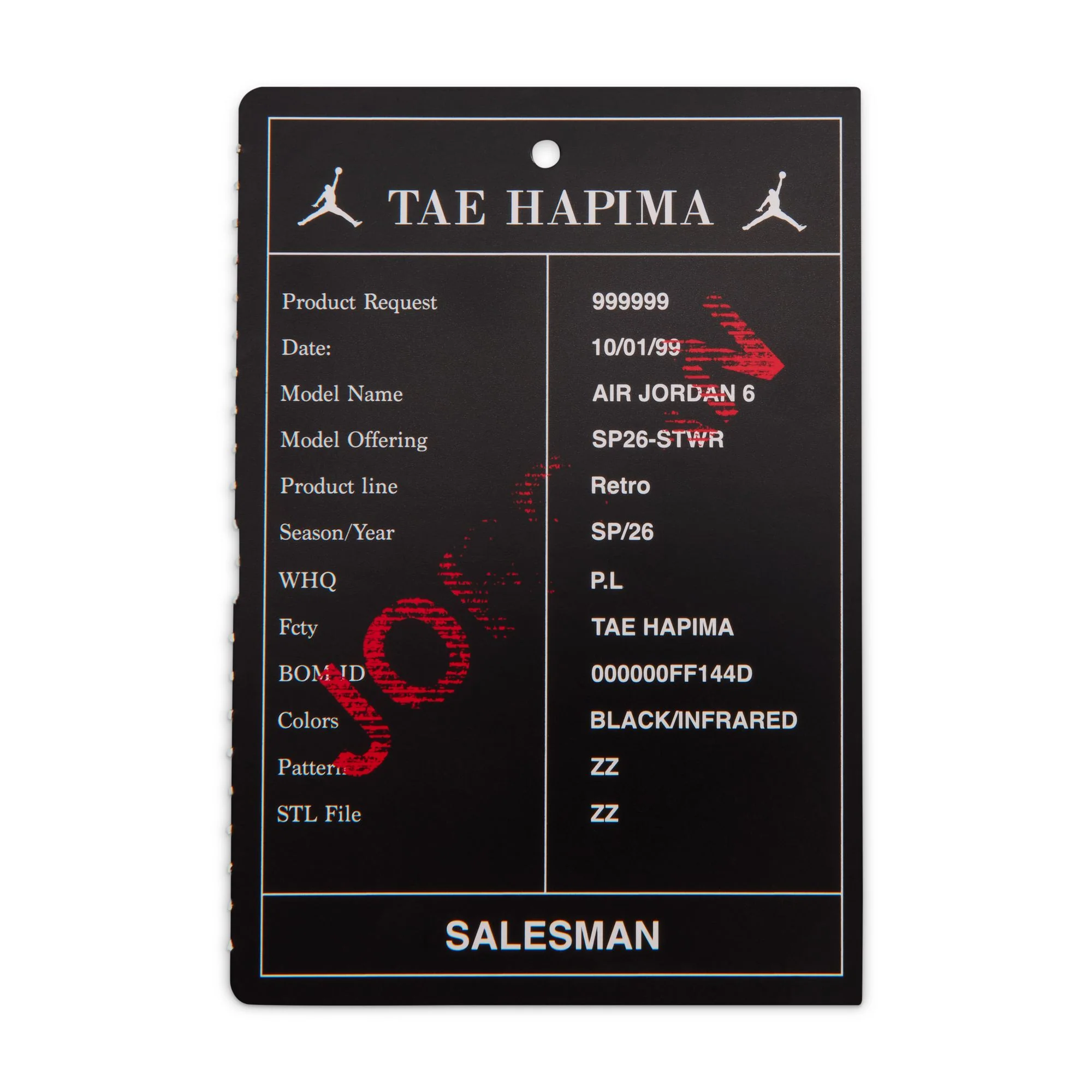 Air Jordan "6 Retro" Preschool - Black / Lt Crimson - Image 7