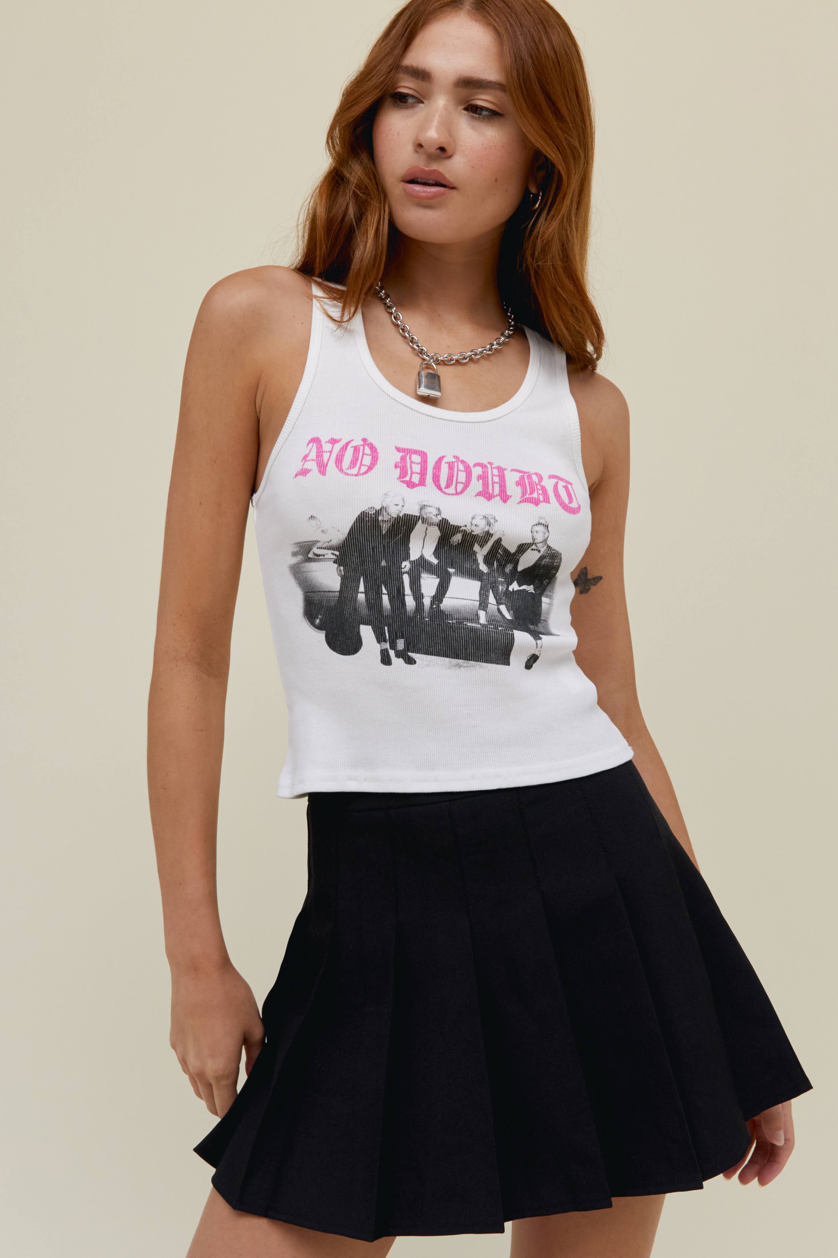 DayDreamer "No Doubt Seven Night Stand Ribbed Tank" W - White / Pink - Image 3