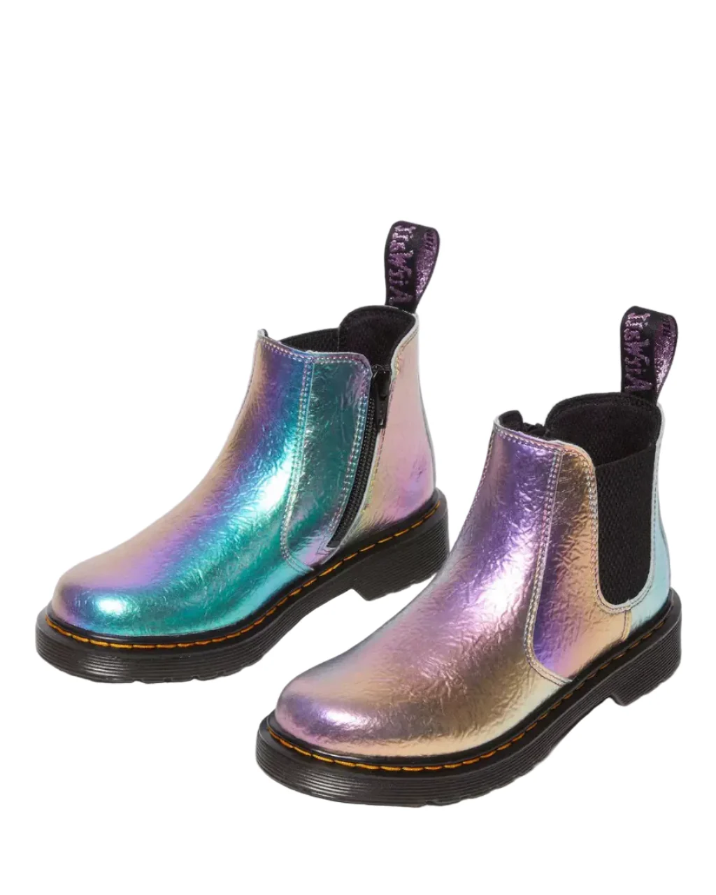 Dr. Martens Kids "2976 J Rainbow Crinkle Lace Up Boots " Kids - Multi - Image 3