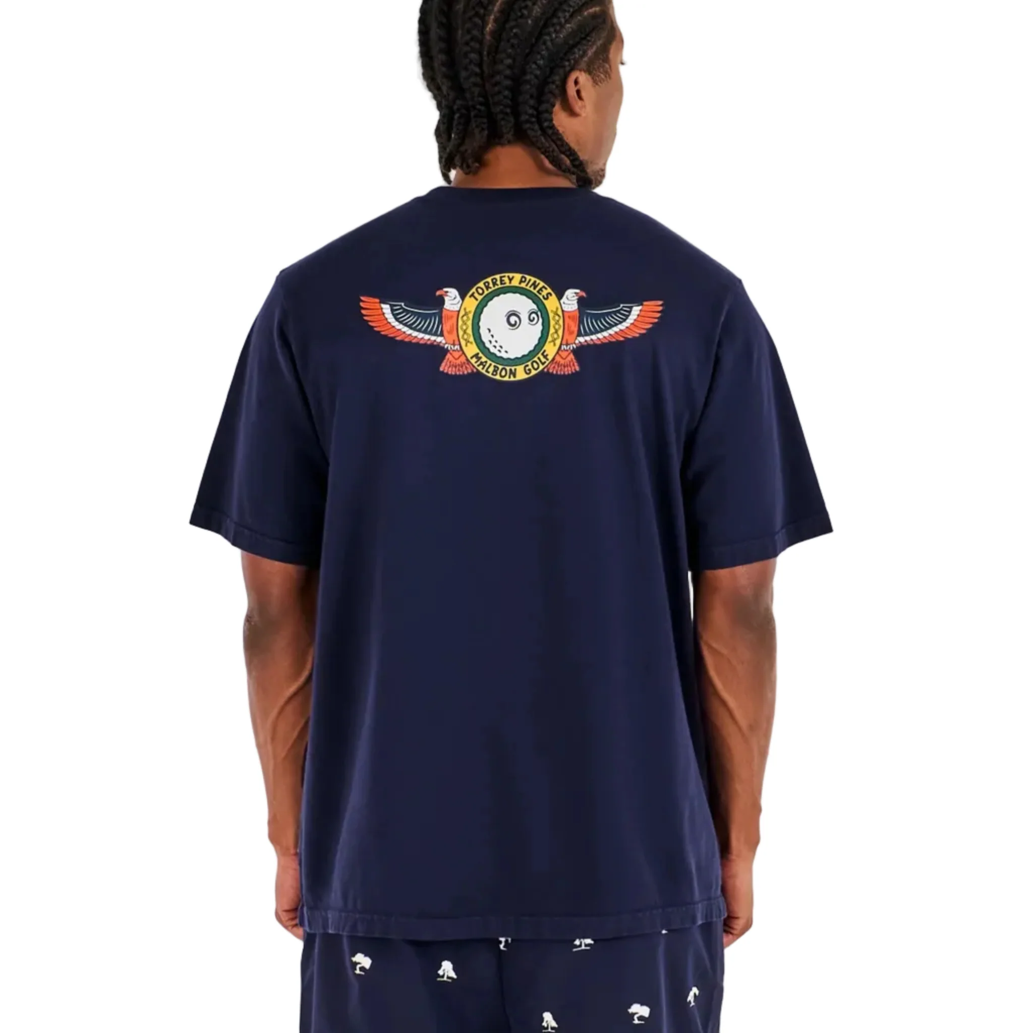 Malbon "Torrey Pines Bermuda Eagle Tee" Mens - Baritone Blue - Image 4