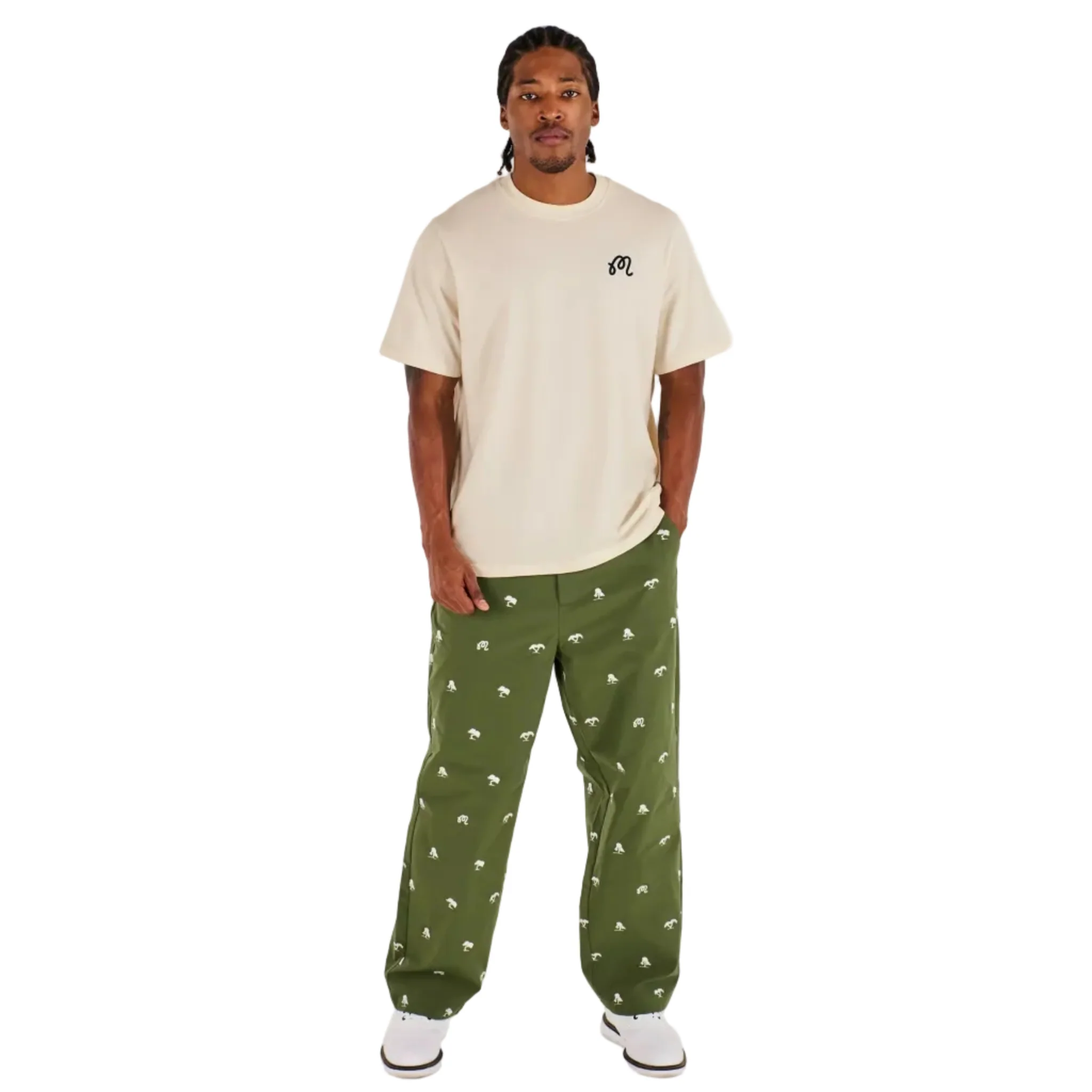 Malbon "Torrey Pines Bermuda Eagle Tee" Mens - Egret - Image 3