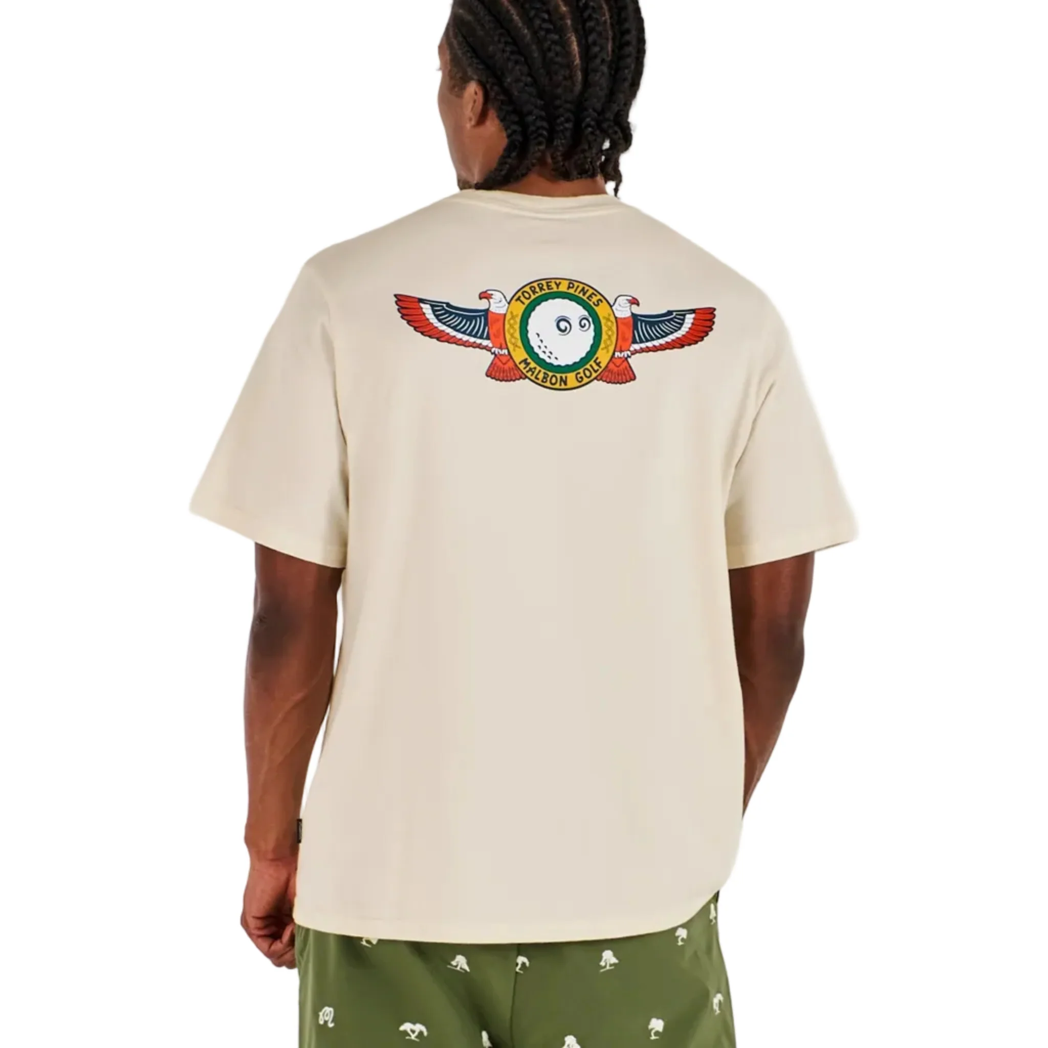 Malbon "Torrey Pines Bermuda Eagle Tee" Mens - Egret - Image 4