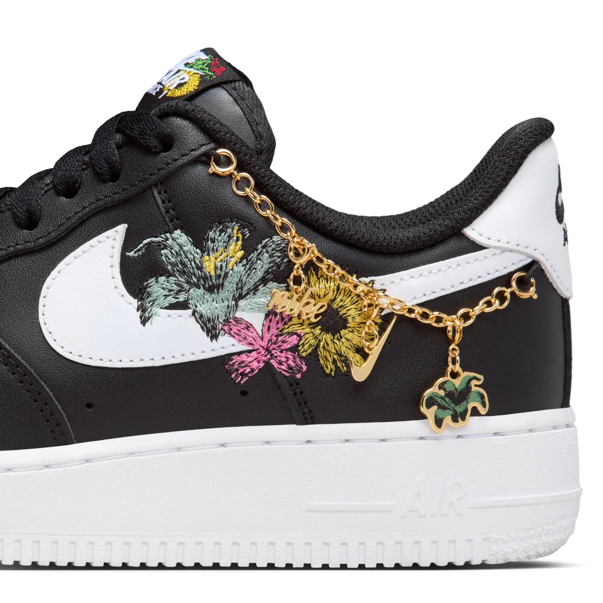 Nike "Air Force 1 '07 PRM" Womens - Black / White / Metallic Gold - Image 5